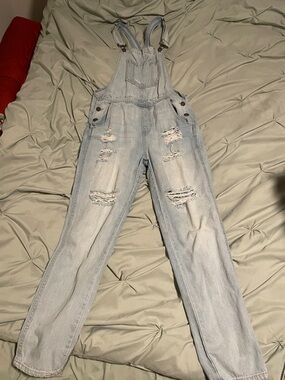 Black Label Light Wash Ripped Denim Women’s Overalls